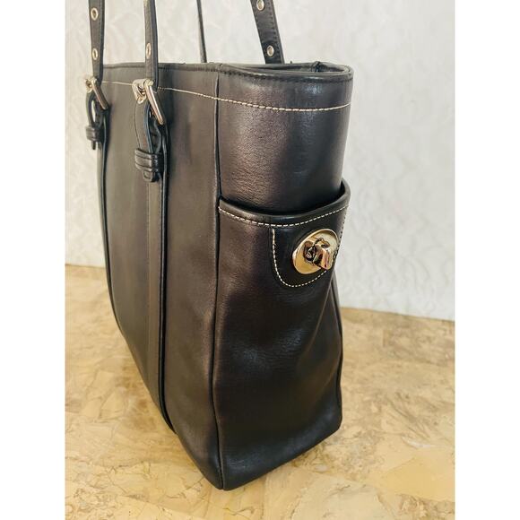 Coach Gallery medium tote black shoulder leather bag 8E92 - Picture 5 of 10